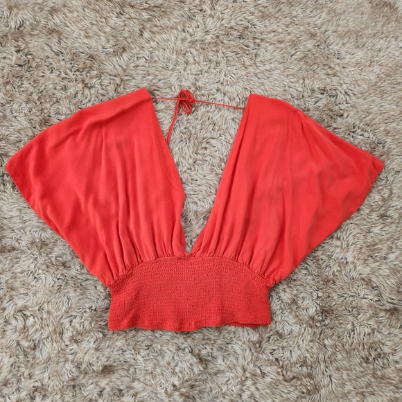 Free People Ava Baby Top Red Women's Size Large - Picture 3 of 12